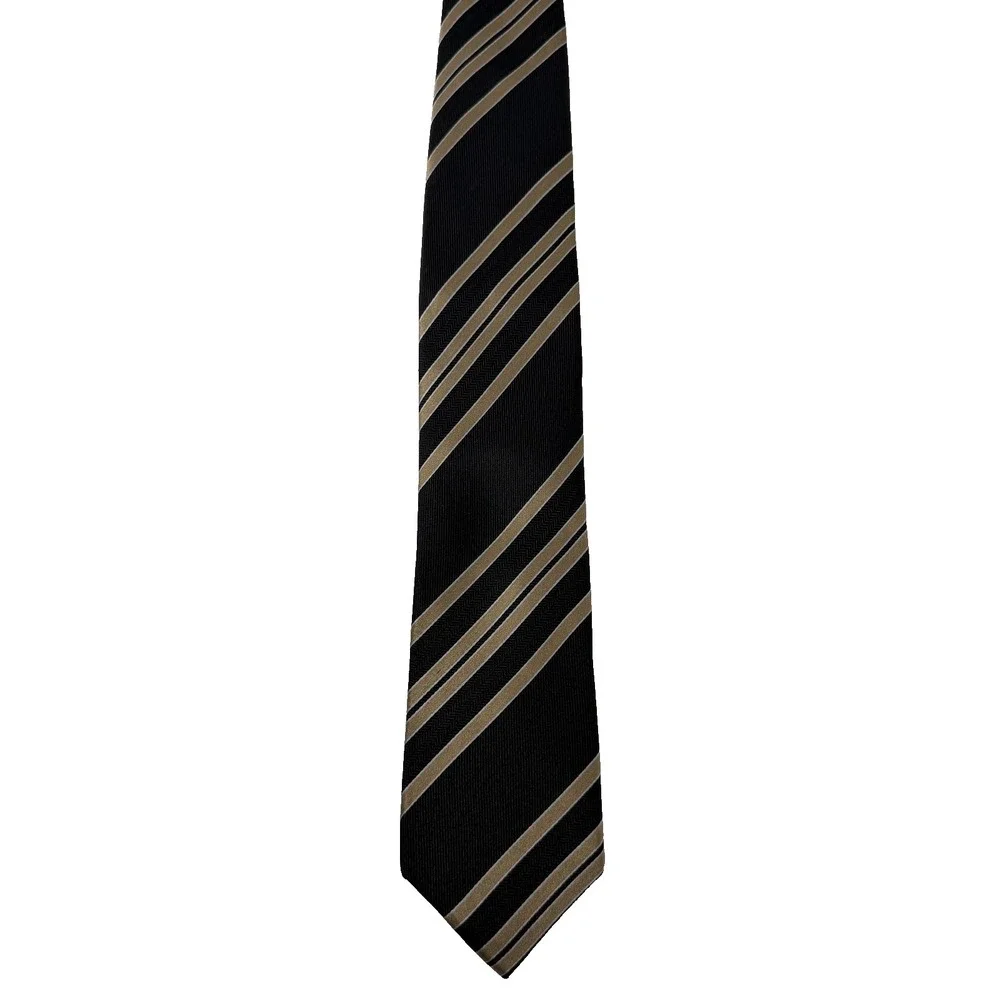 EGARA 100% Silk Tie Black Gold Gray Textured Diagonal Stripe NWT Men's Wearhouse